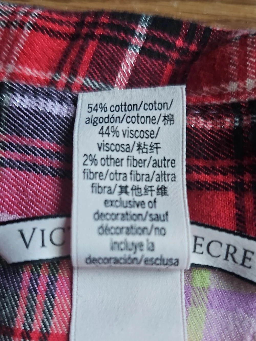 Victoria's Secret Long Slv Button Front Pink Red Plaid Flannel Sleep Dress Med